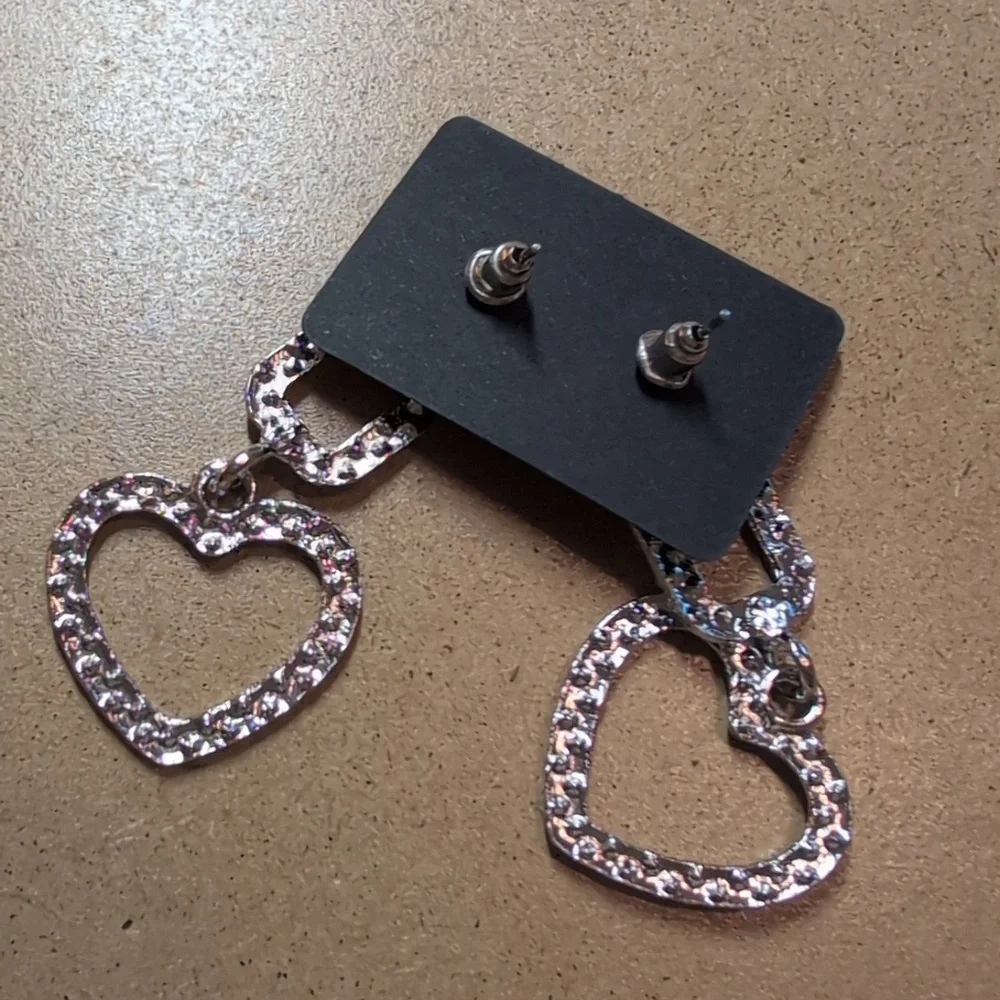 Sparkling Heart Drop Earrings
